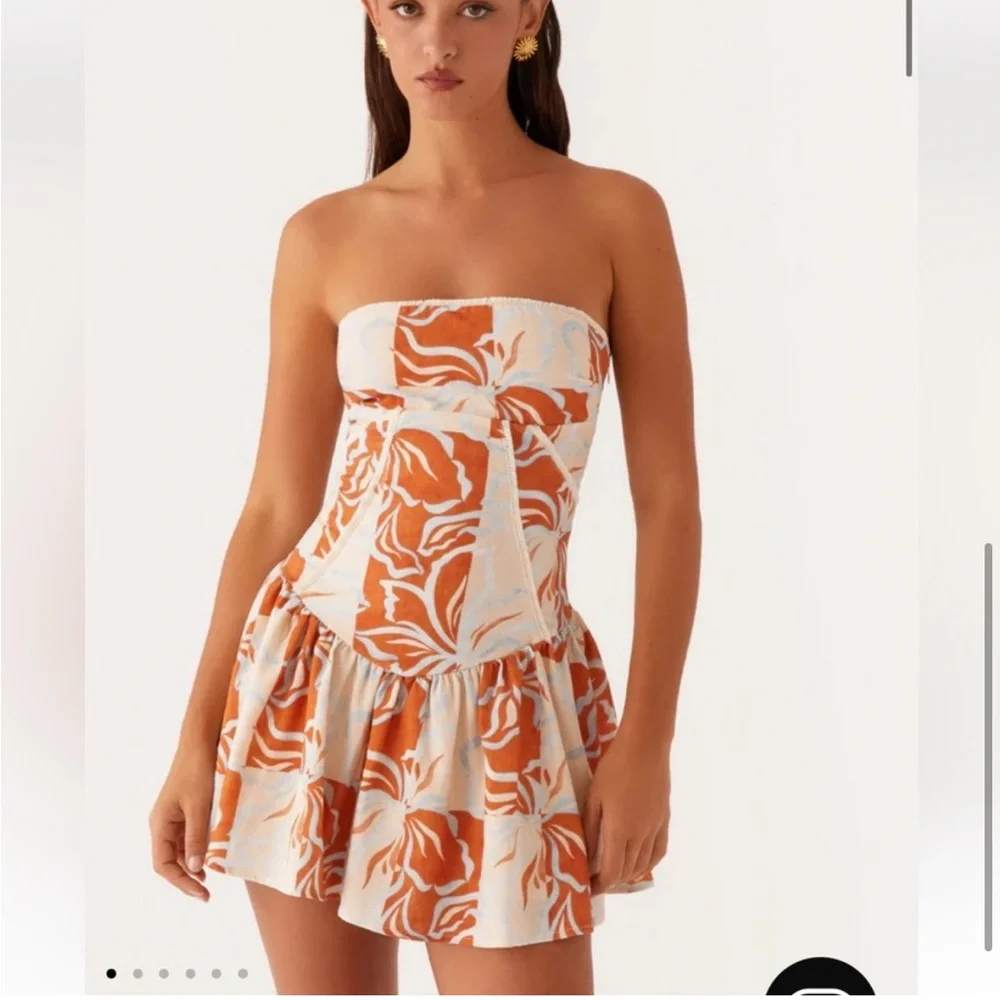 Peppermayo Orange and White Mini Dress - Picture 4 of 9